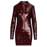 Bordowa cekinowa sukienka mini tył